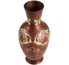 Handpaintd Red Enamel Work Brass Flower Vase