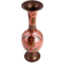 Hand Painted PinkÂ Enamel Brass Flower VaseÂ for Home Decoration