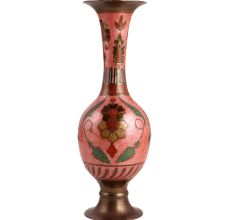 Hand Painted PinkÂ Enamel Brass Flower VaseÂ for Home Decoration