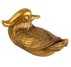 Golden Mendarian Duck Feng Shui Statue Made With Fish Bone