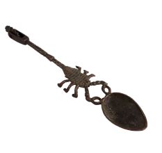 Old Brass Spoon with Scorpion And Cutter At End