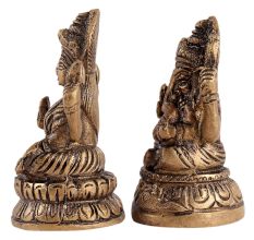 Brass Statue Of Ganesh Lakshmi Bhagwan Sitting on Lotus
