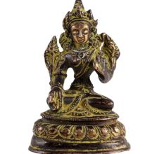 Brass Goddess Tara Statue On Lotus Pedestal