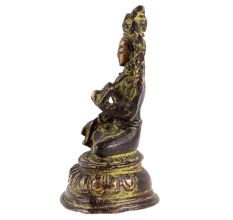 Brass Goddess Tara Statue On Lotus Pedestal