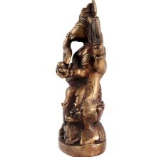 Brass Lord Ganesh Sitting on Lotus Base With Mushak