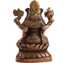 Brass Lord Ganesh Sitting on Lotus Base With Mushak
