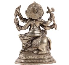 Brass Lord Ganesh Statue Sitting On Mushak Vahan