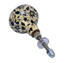 Black Floral Hand Painted Indian Kashmiri  Cabinet Knobs