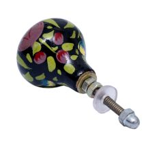 Dark Blue Floral Hand Painted Kashmiri Indian Cabinet Knobs