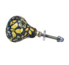 Hand Pinted Sunflower Indian Kashmiri Cabinet Knobs