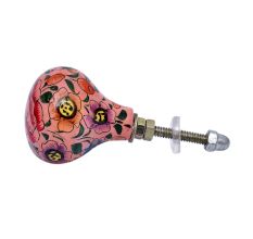 Pink Rose Hand Painted Kashmiri Indian Cabinet Knobs 