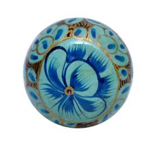 Turquoise Lily Hand Painted Kashmiri Cabinet Knobs