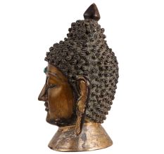 Brass Meditating Buddha Head Idol