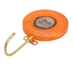 Round Orange Resin and Wood Single Wall Hook