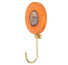 Round Orange Resin and Wood Single Wall Hook