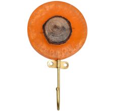 Round Orange Resin and Wood Single Wall Hook