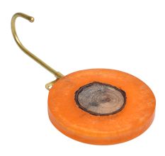 Round Orange Resin and Wood Single Wall Hook