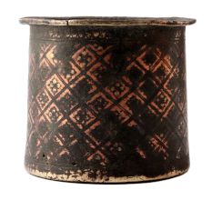 Brass Round Holy Water Panchpatra Cup With Geometric Pattern