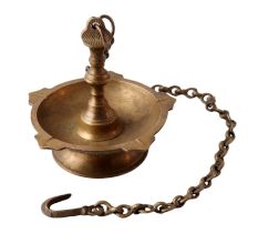 Brass Hanging Oil Wick Diya with Chain