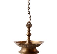 Brass Hanging Oil Wick Diya with Chain