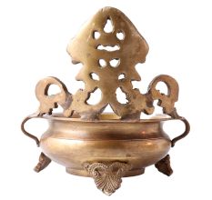 Hand Carved Ethnic Brass Urli With Legs