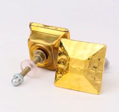 Square Brass Hammered Cabinet Knobs