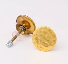 Round Brass Hammered Cabinet Knobs