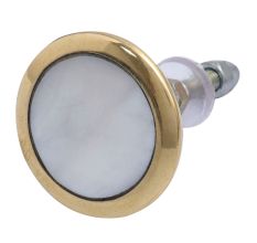 White Shell Brass Dresser Knob