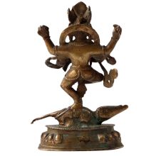 Brass Statue Of Lord Ganesha Standing On A Mooshak