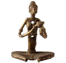 Tribal Brass Tanpura Musician Statue