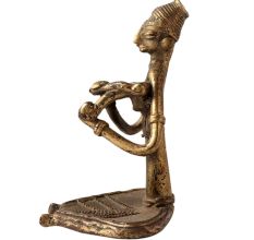 Tribal Brass Tanpura Musician Statue