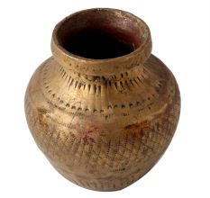 Brass Geometric Patterned Water Pot