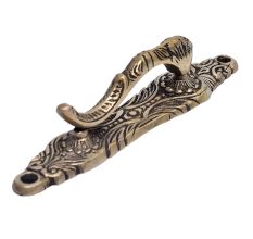 Ornate Brass Pull Door Knocker With Back plate
