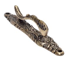 Ornate Brass Pull Door Knocker With Back plate
