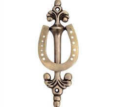 Brass Horse Shoe Door knocker On Long Base Plate
