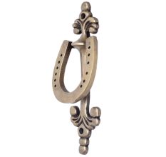 Brass Horse Shoe Door knocker On Long Base Plate