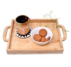 Rectangular Bamboo Serving Tray With Handles