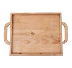 Rectangular Bamboo Serving Tray With Handles
