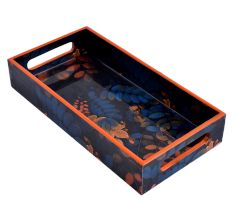 Midnight leaves Painted Rectangular Wooden Tray
