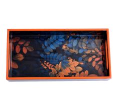 Midnight leaves Painted Rectangular Wooden Tray