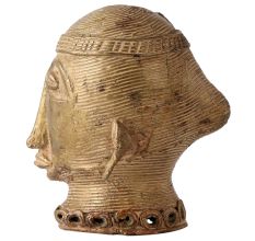 Rustic Brass Tribal Head Statue