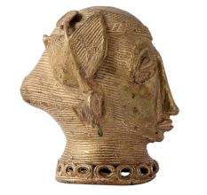 Rustic Brass Tribal Head Statue