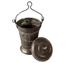 Brass Bucket With Embossed Pattern With Lid