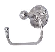 Silver Brass Floral Carving Toilet Roll Holder