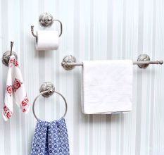 Silver Ornate Brass Towel Ring Holder