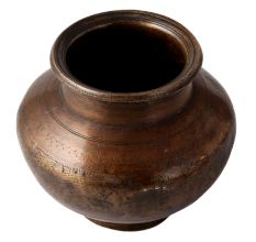 Old Brass Water Pot Or Kalash With Faded Engraved Design