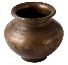 Traditionally Carved Brass Lota Pot In Black Finish