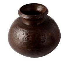 Brass  Ghada Planter Pot In Dark Finish