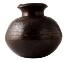 Brass  Ghada Planter Pot In Dark Finish