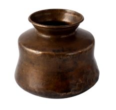 Rare BrassÂ South Indian Water Pot in Black Patina